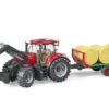 BRUDER 03198 - Case IH Optum 3000 CVX Mit Frontlader Und Ballentransportanhänger
