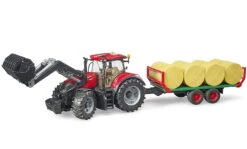 BRUDER 03198 - Case IH Optum 3000 CVX Mit Frontlader Und Ballentransportanhänger